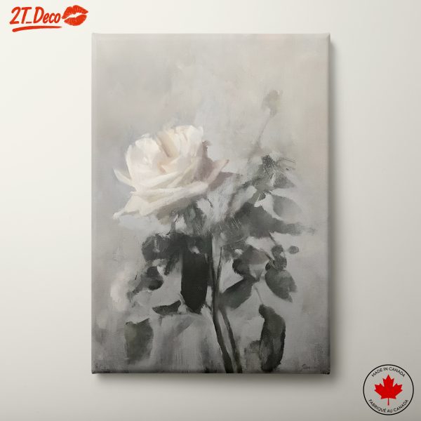 Elegant White Rose Botanical Art