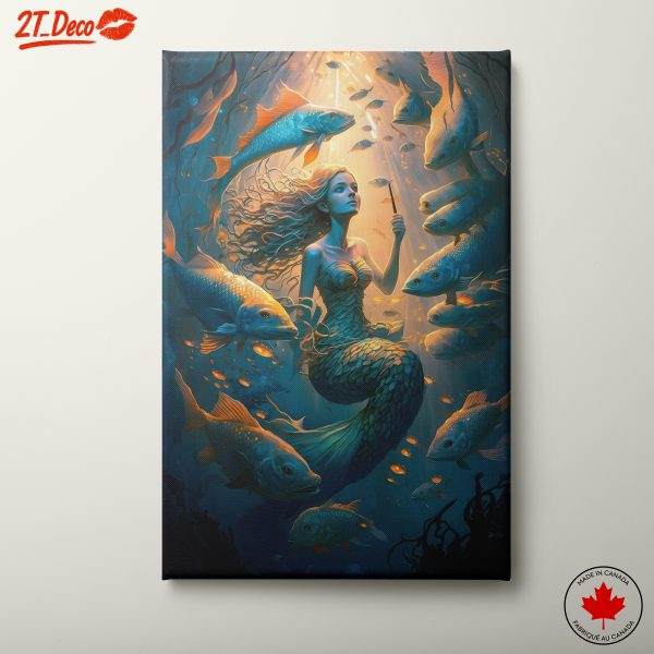 Mermaid Surrounded by Underwater Fish