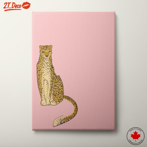 Stylized Leopard Illustration on Pink Background