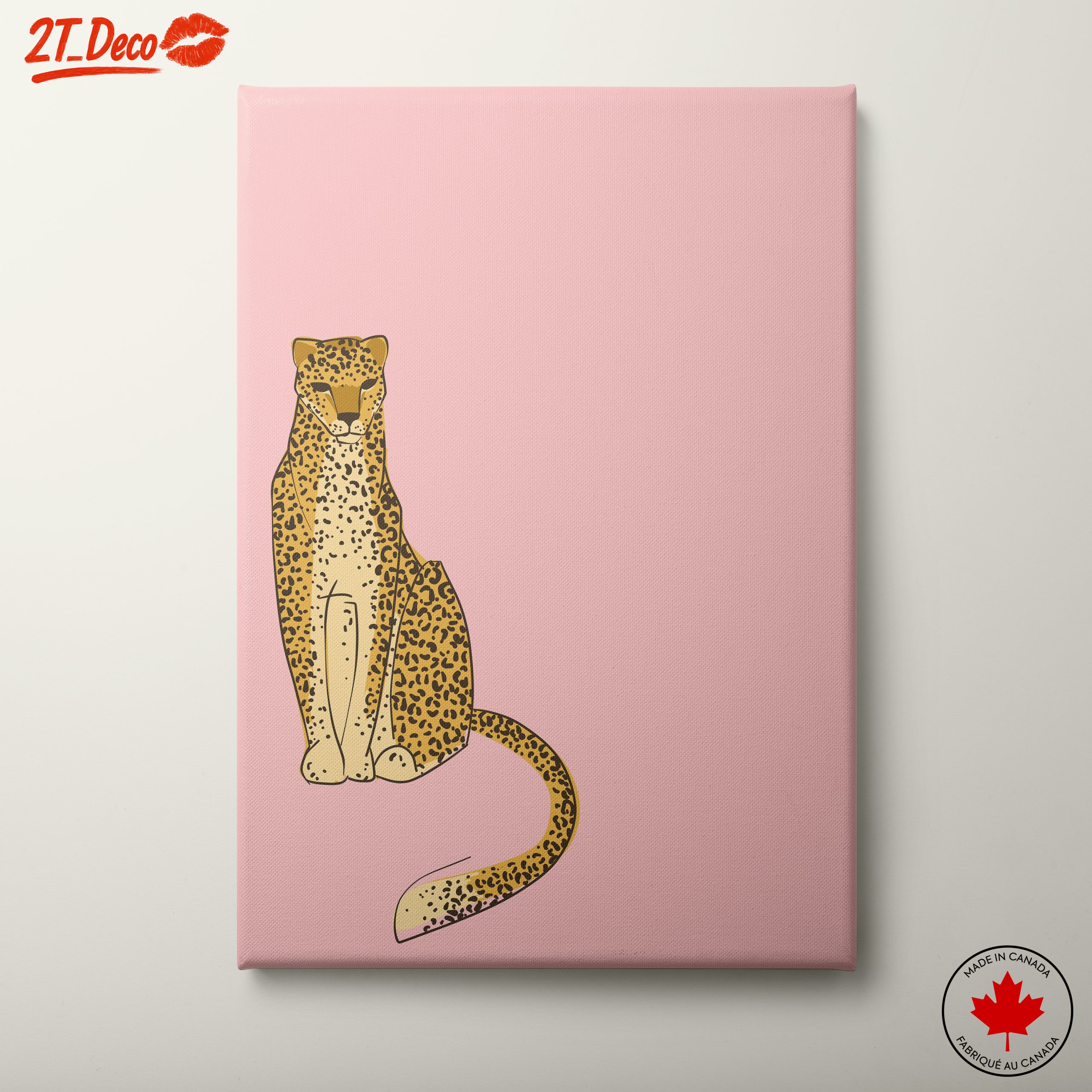 Stylized Leopard Illustration on Pink Background