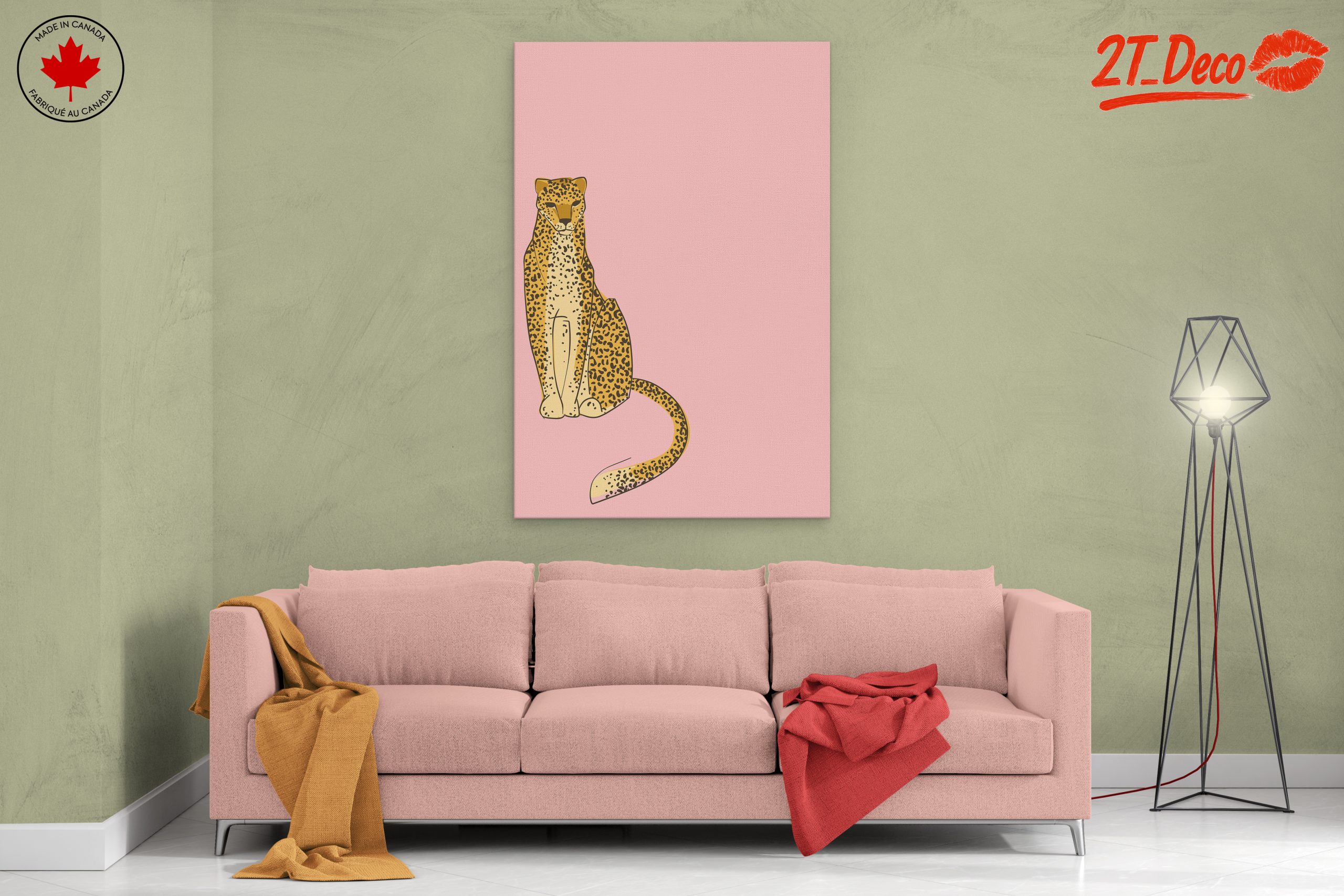 Stylized Leopard Illustration on Pink Background - Image 2