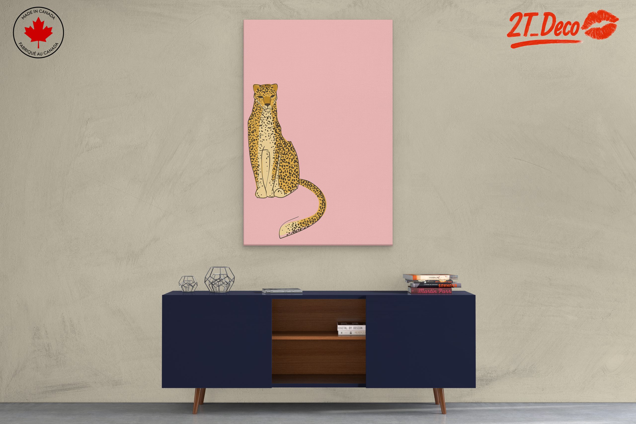 Stylized Leopard Illustration on Pink Background - Image 3