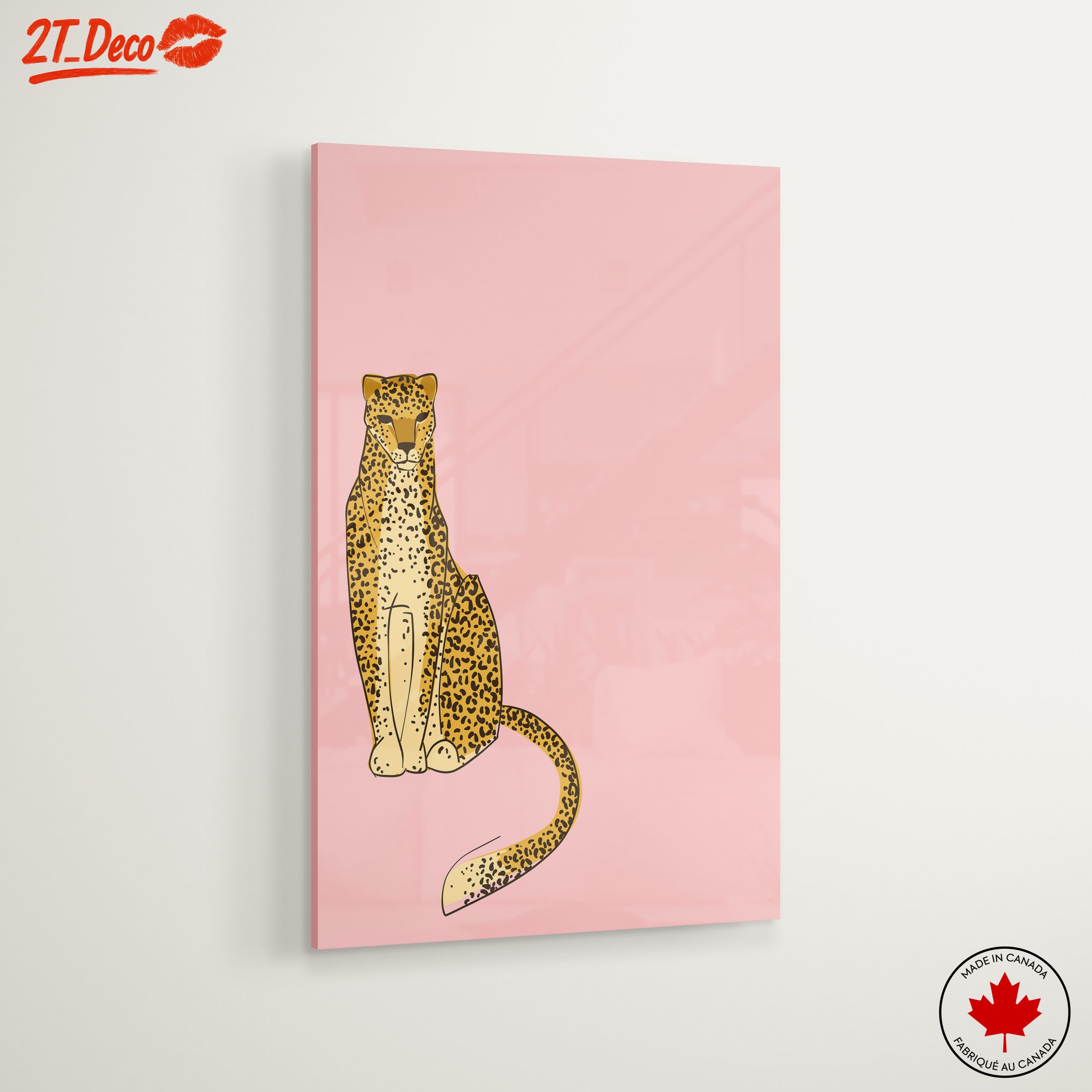 Stylized Leopard Illustration on Pink Background - Image 6