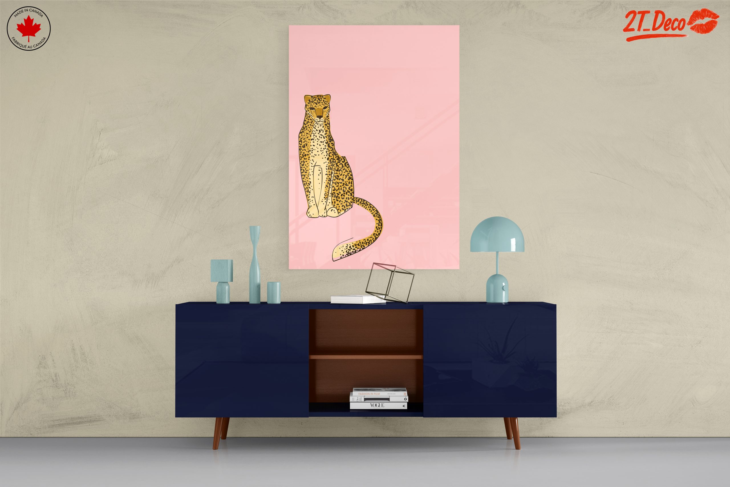 Stylized Leopard Illustration on Pink Background - Image 8