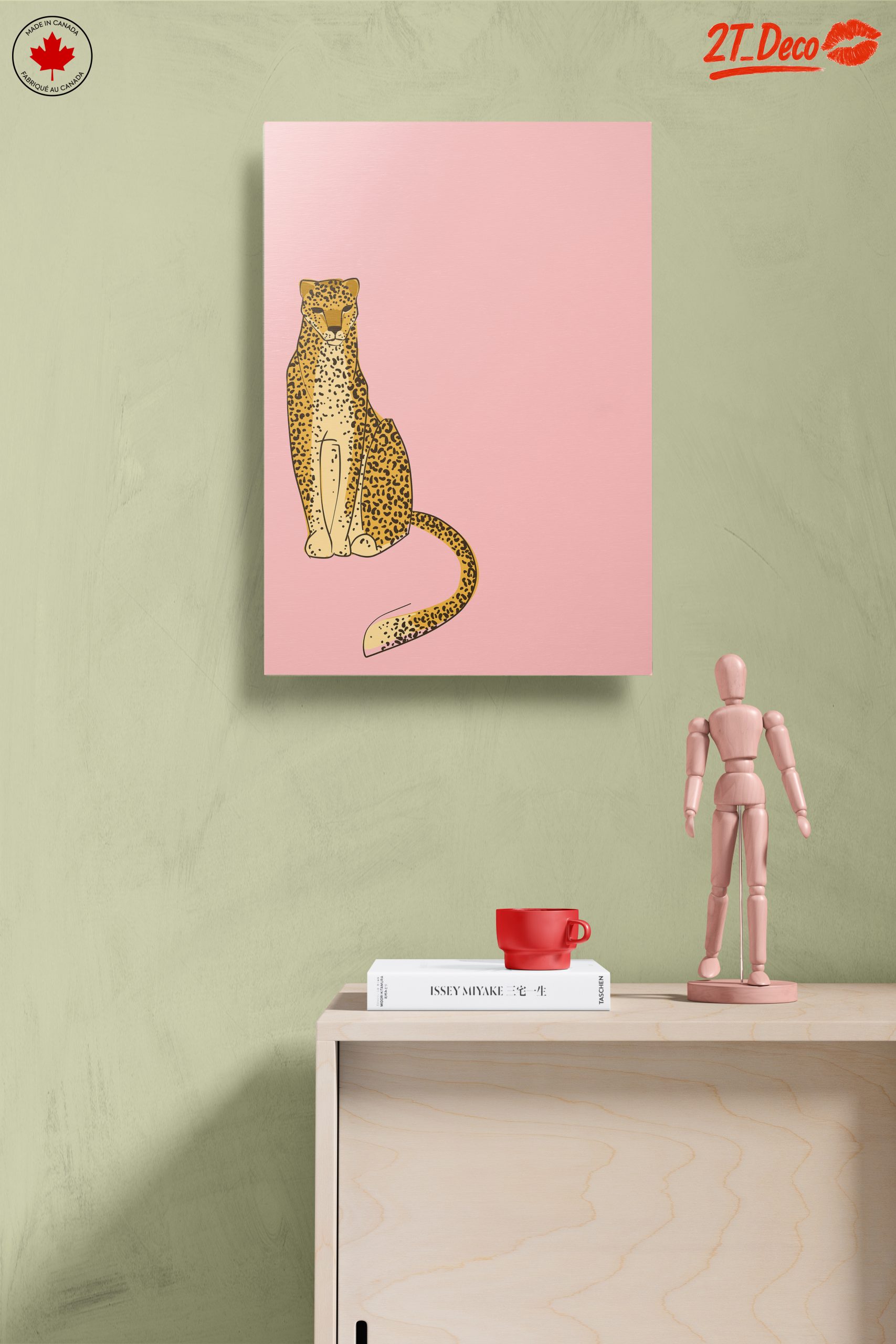 Stylized Leopard Illustration on Pink Background - Image 14