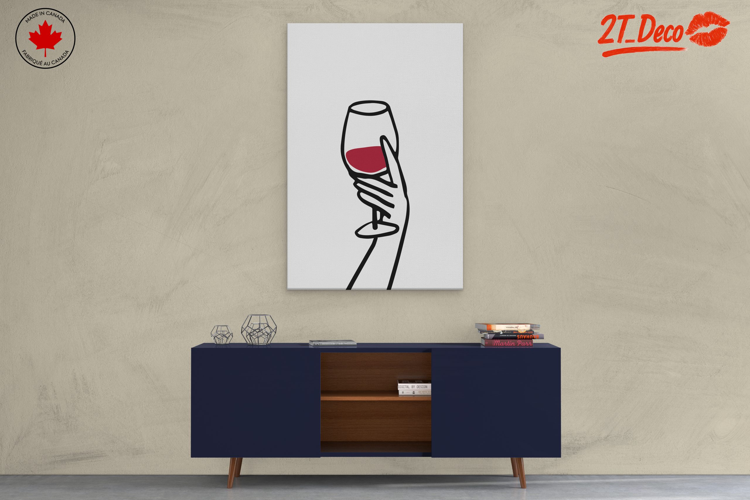 Stylized Hand Holding a Wine Glass Art - Image 3