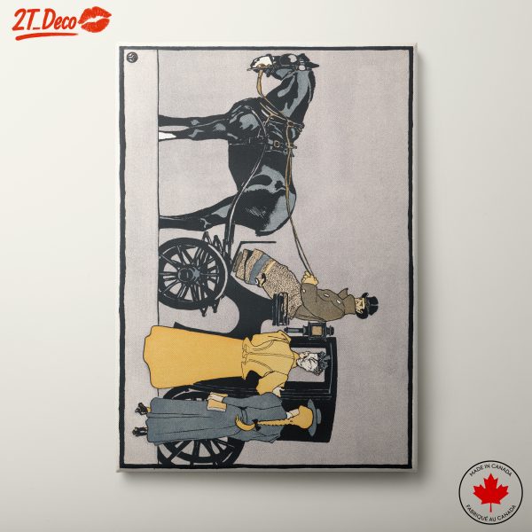 Vintage Fashion Illustration of Horse and Carriage