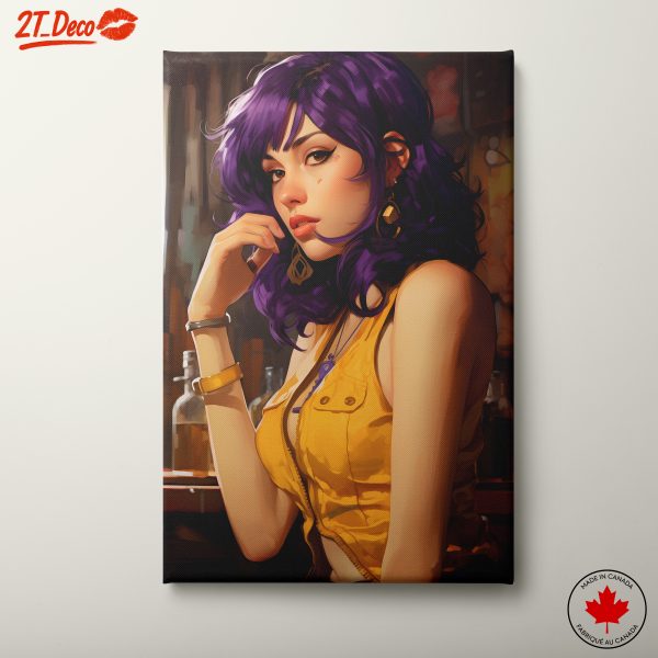 Stylized Female Character with Purple Hair