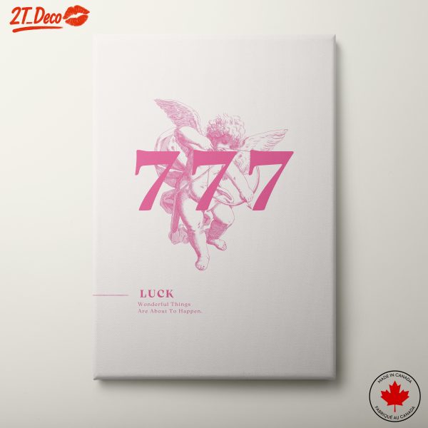 Angel Illustration with 777 Luck Statement