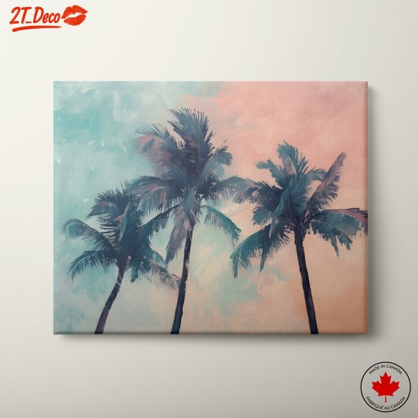 Tropical Palm Trees Against Pastel Sky
