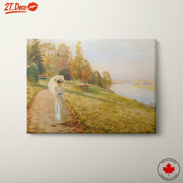 Woman Walking in a Serene Landscape
