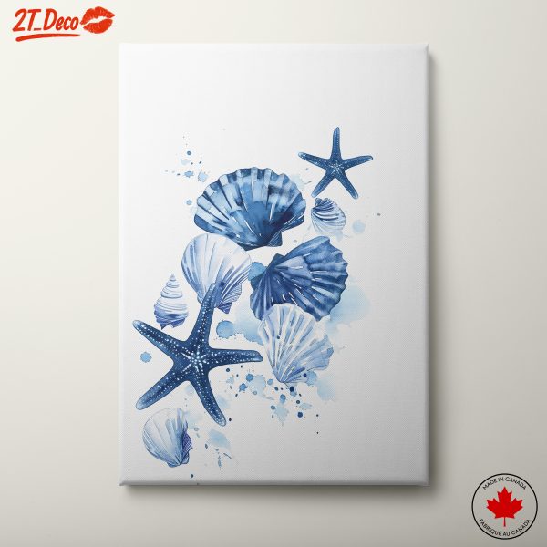 Abstract Marine Life Artwork Featuring Shells and Starfish