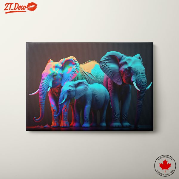Vibrant Colorful Elephants Art