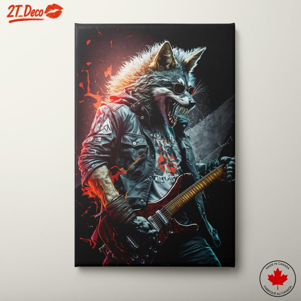 Rocking Wolf with Electric Guitar Art