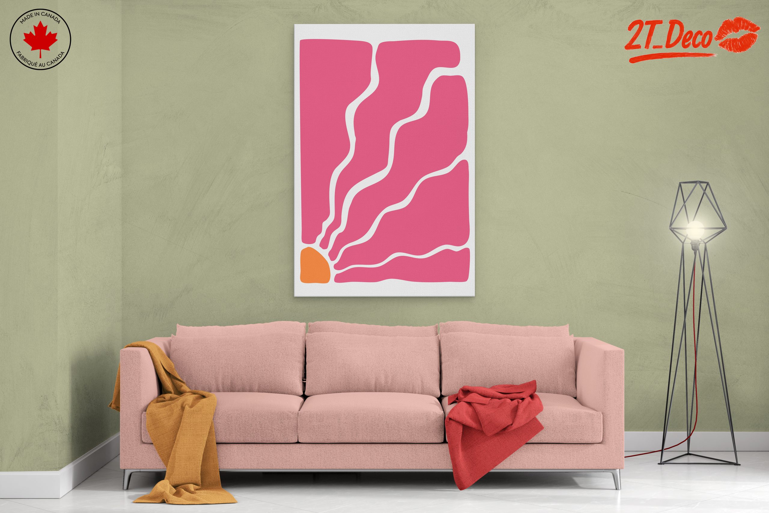 Vibrant Pink and Orange Abstract Design - Image 2