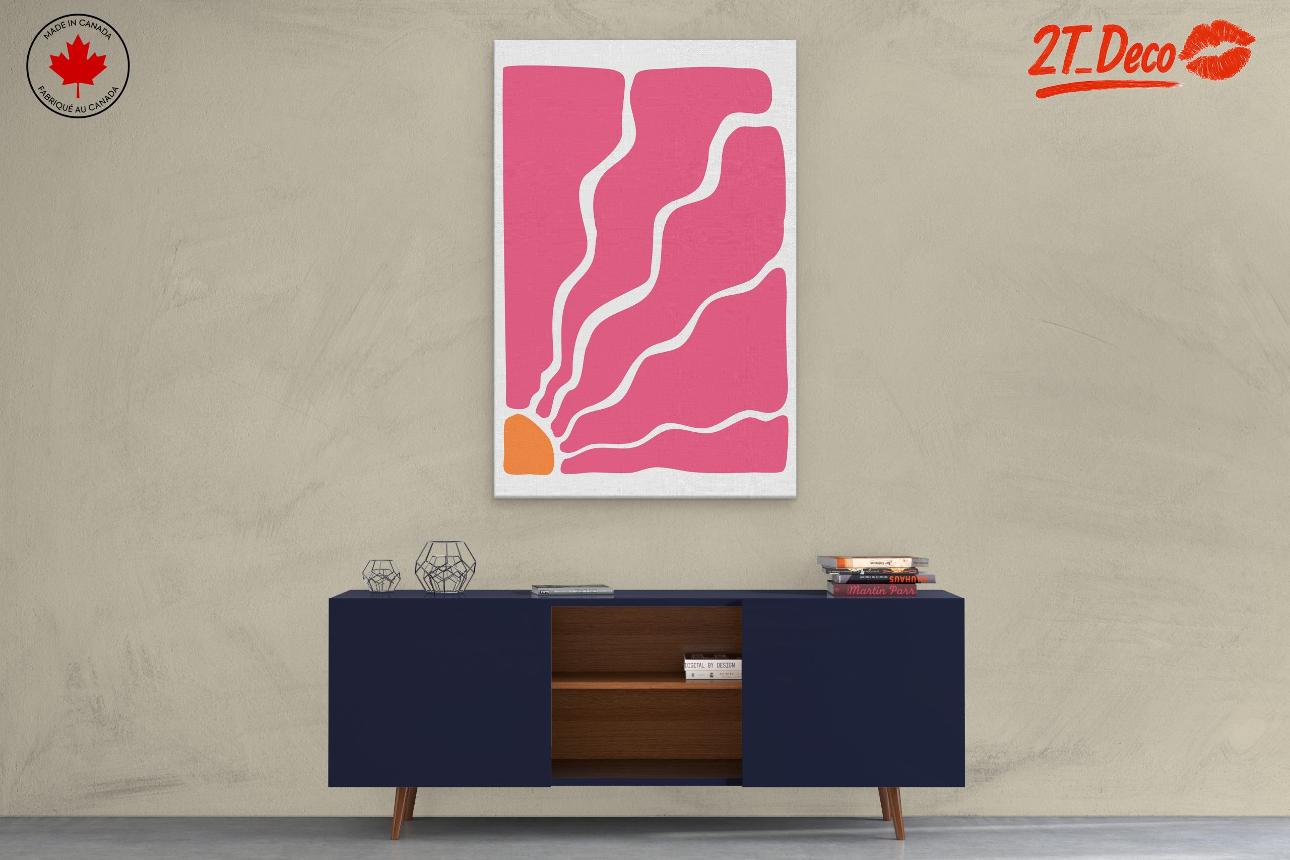Vibrant Pink and Orange Abstract Design - Image 3