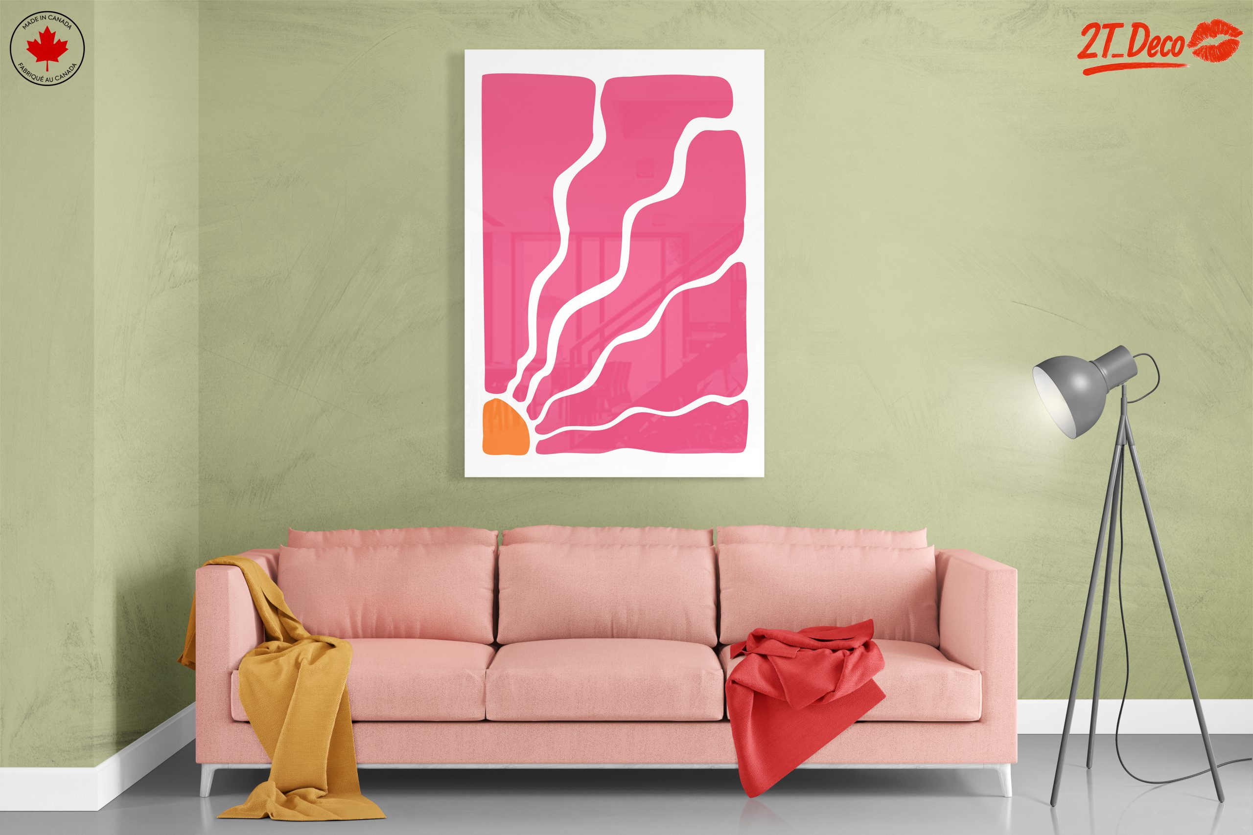 Vibrant Pink and Orange Abstract Design - Image 7
