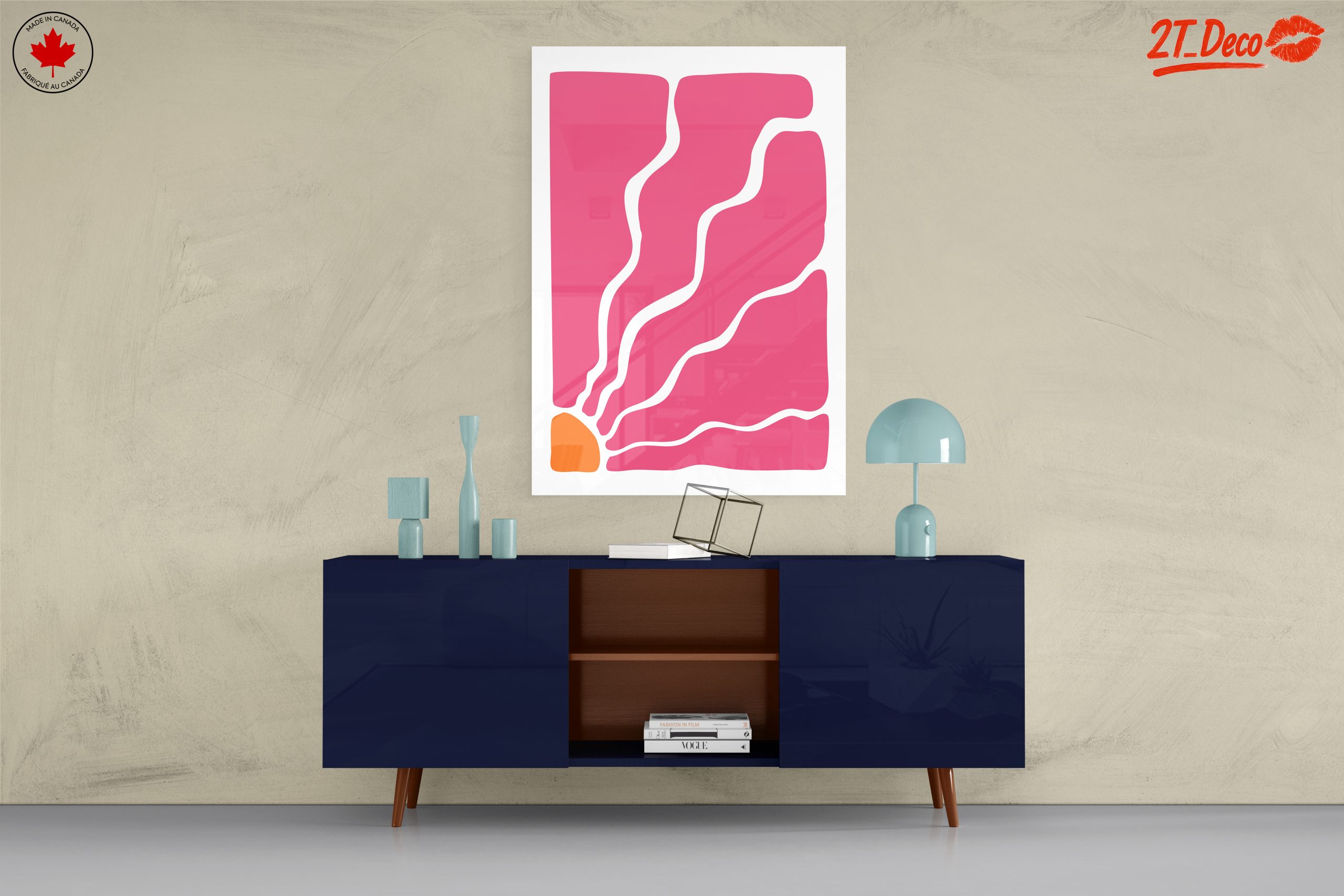 Vibrant Pink and Orange Abstract Design - Image 8