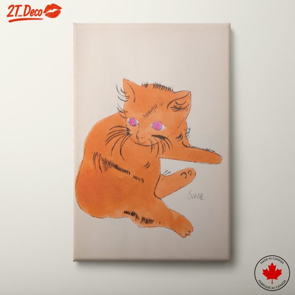 Whimsical Cat Illustration with Pink Eyes