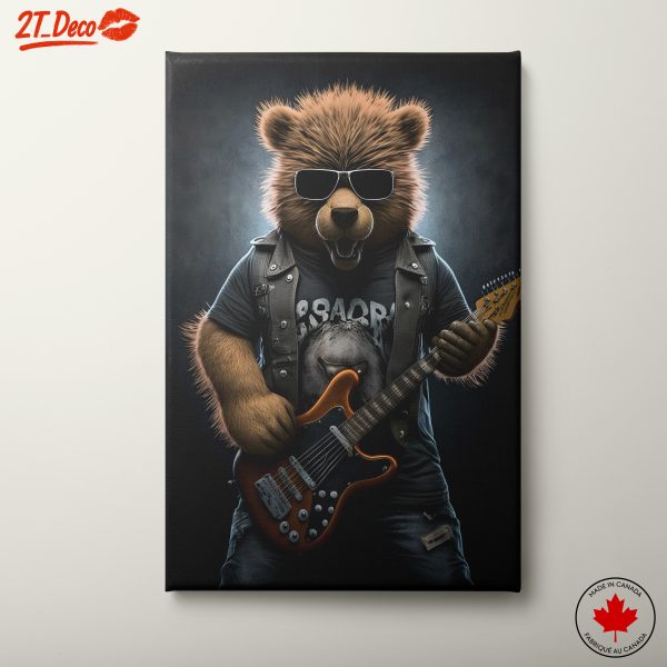 Cool Bear Rocking Out with Electric Guitar