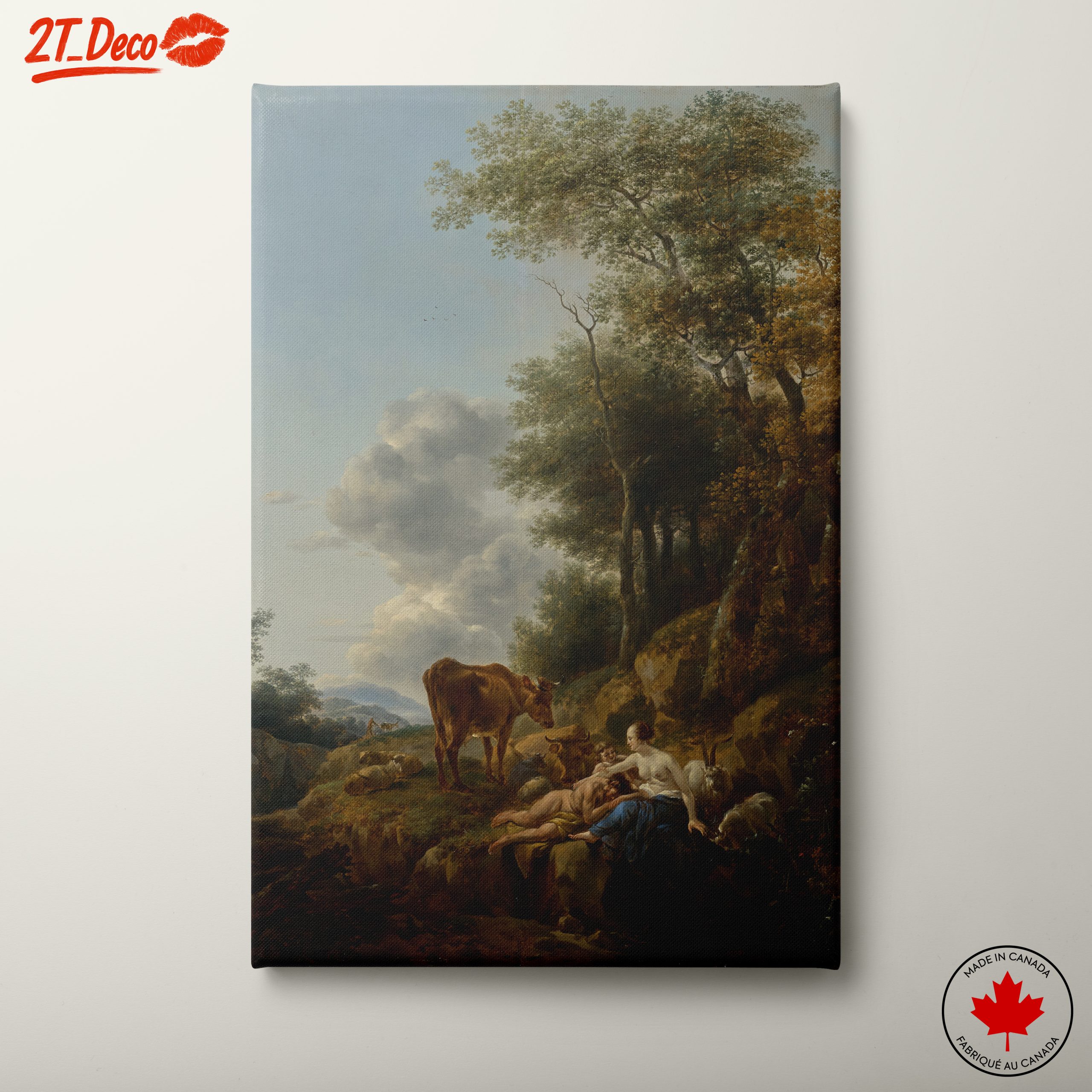 Serene Fantasy Landscape with Figures and Animals