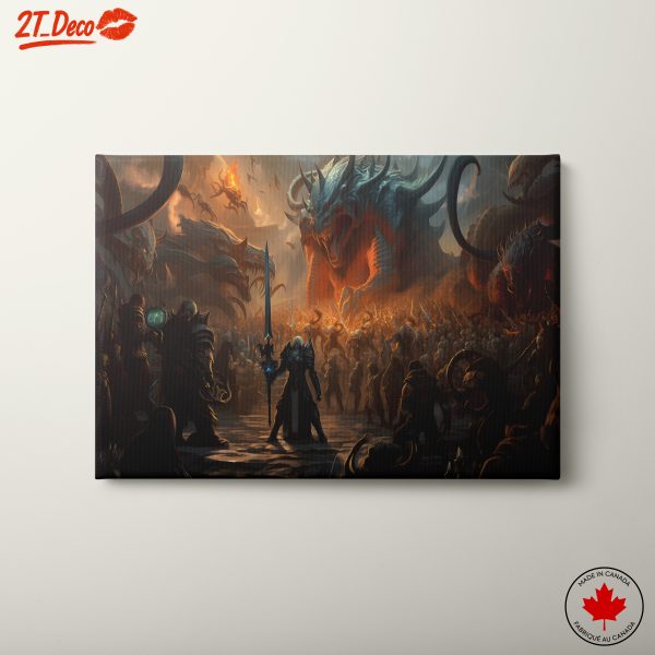 Epic Battle of Fantasy Characters in Dramatic Scene