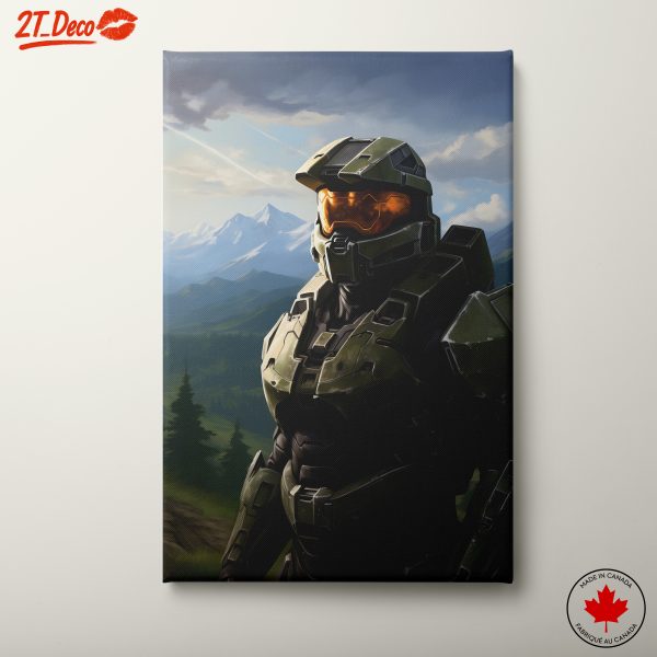 Heroic Video Game Character with Mountain Background