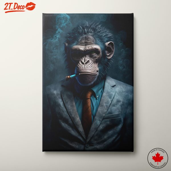 Stylized Monkey in Suit with Smoke