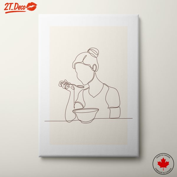 Minimalist Line Art Eating Woman