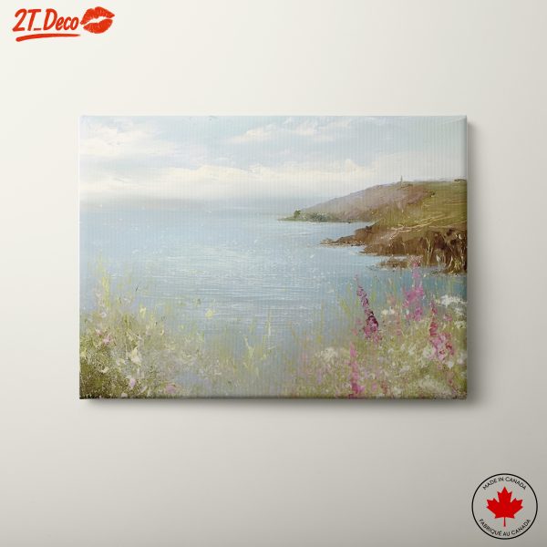 Abstract Coastal Landscape with Flowers