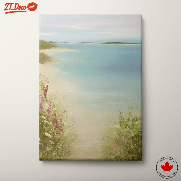 Serene Coastal Scene with Flowers