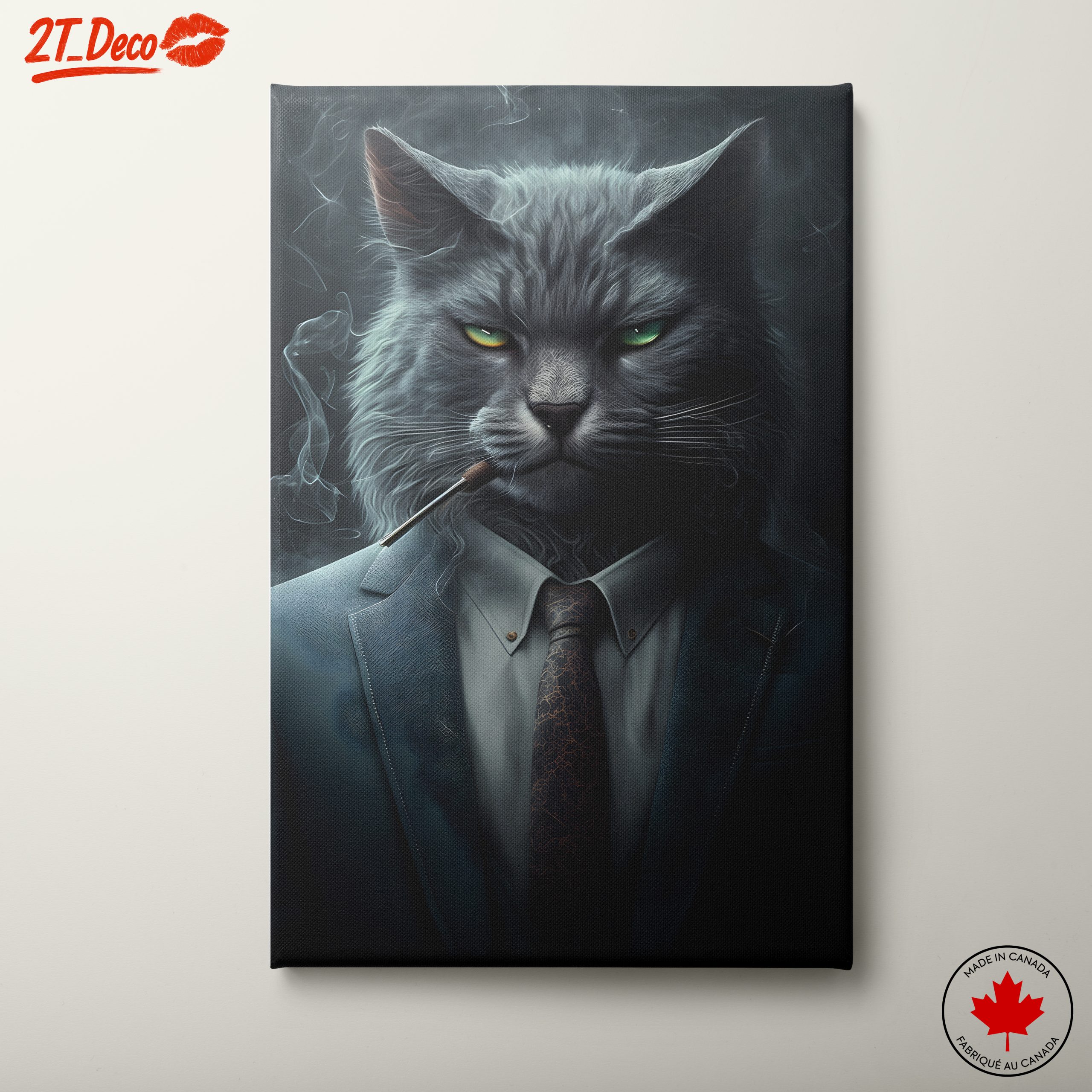 Stylized Gray Cat in Suit
