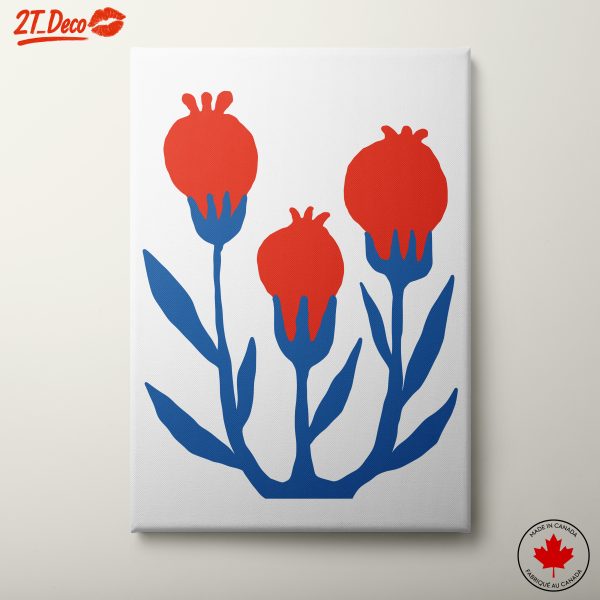 Stylized Red and Blue Floral Artwork