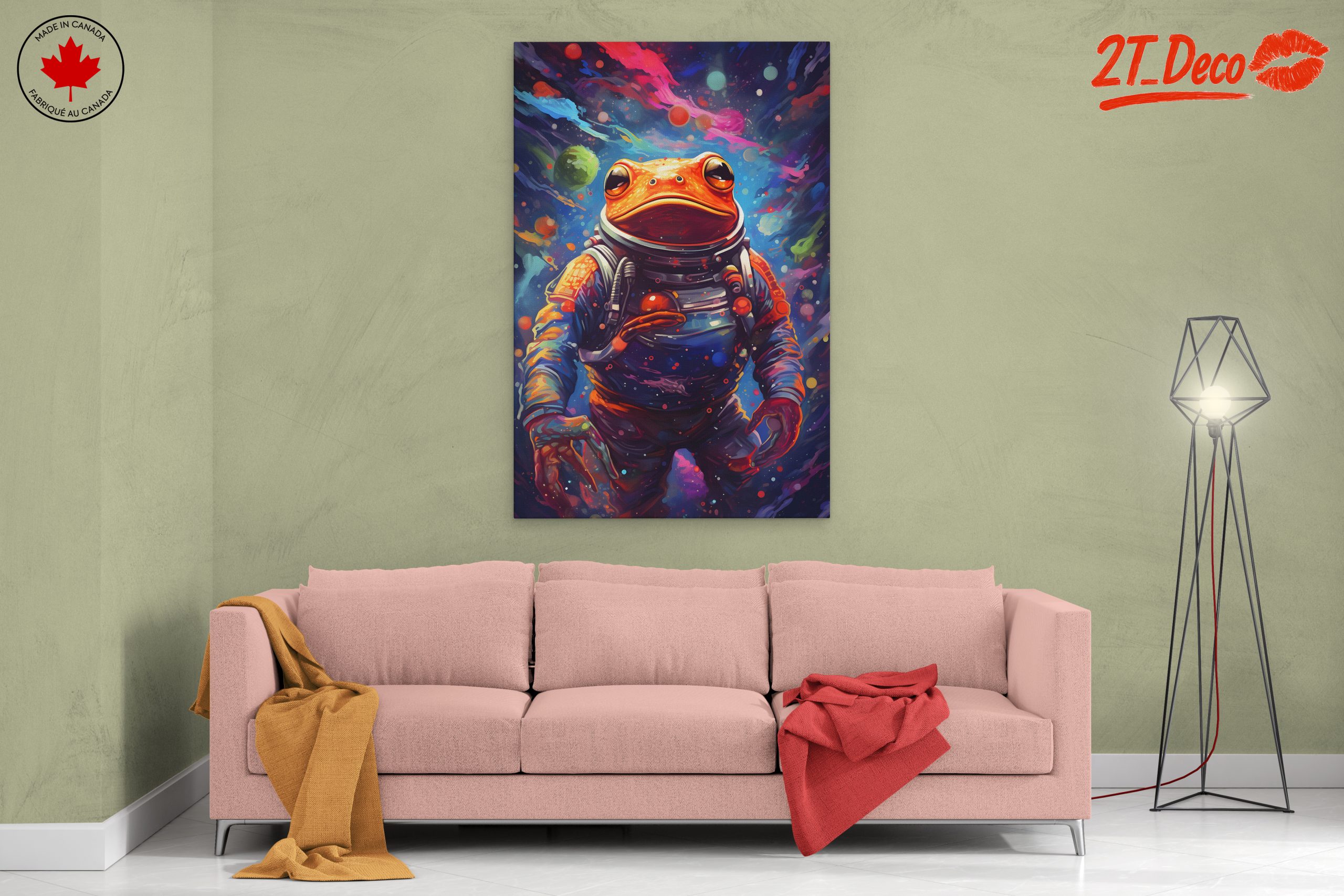 Whimsical Astronaut Frog Art - Image 2
