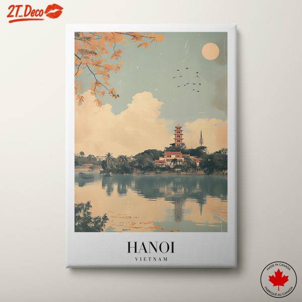 Hanoi City Scene with Cultural Landmark