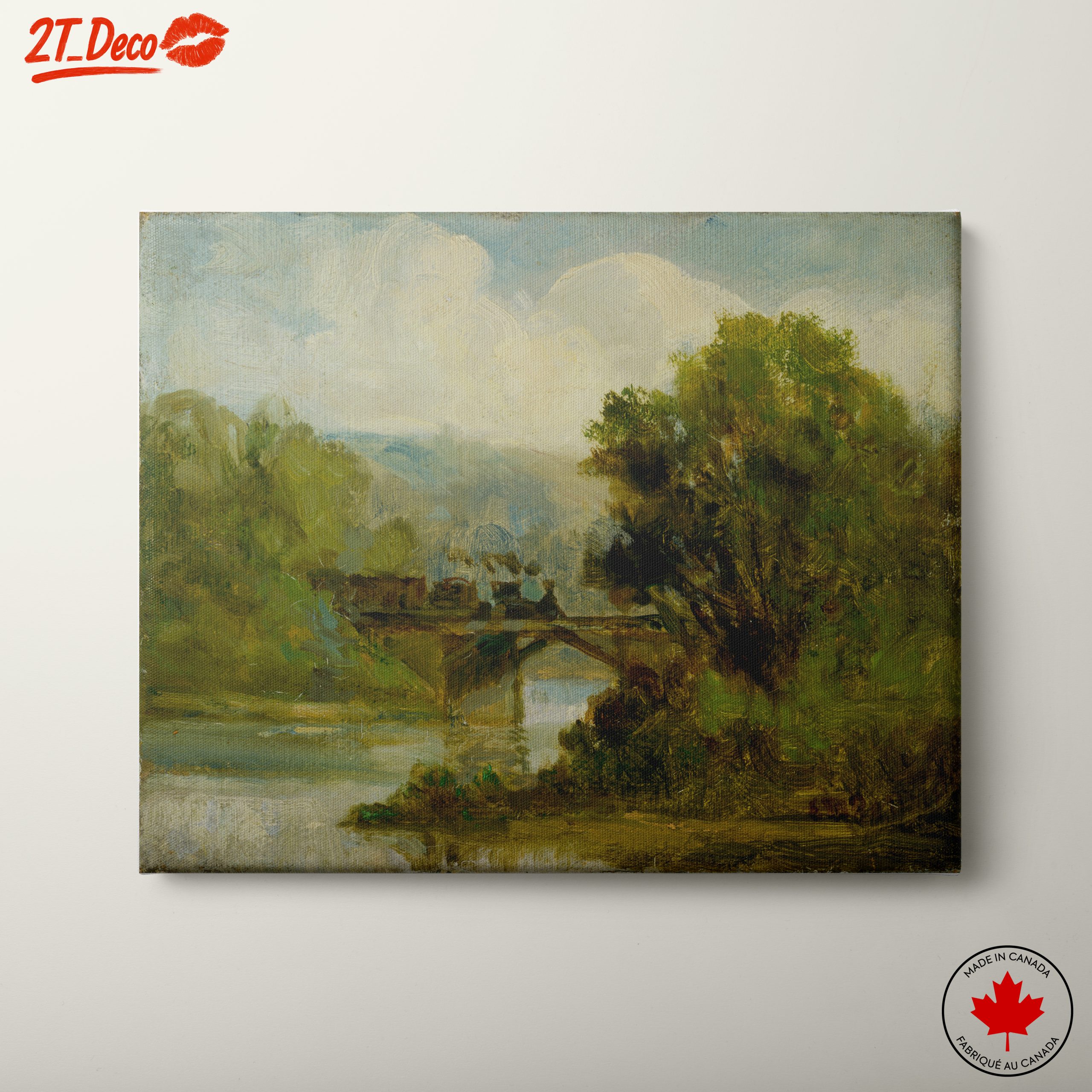 Serene Landscape with Bridge Over Water
