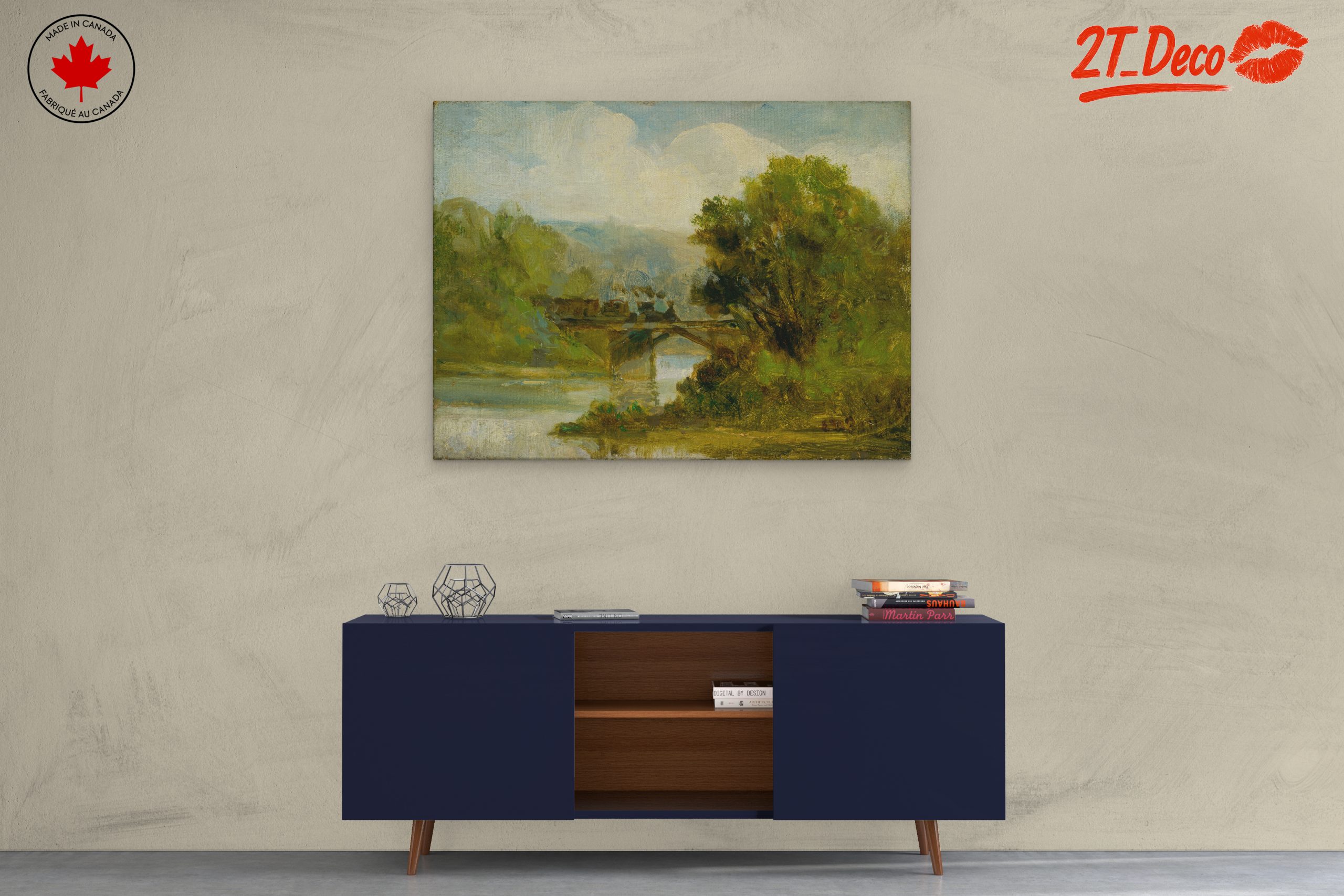 Serene Landscape with Bridge Over Water - Image 3