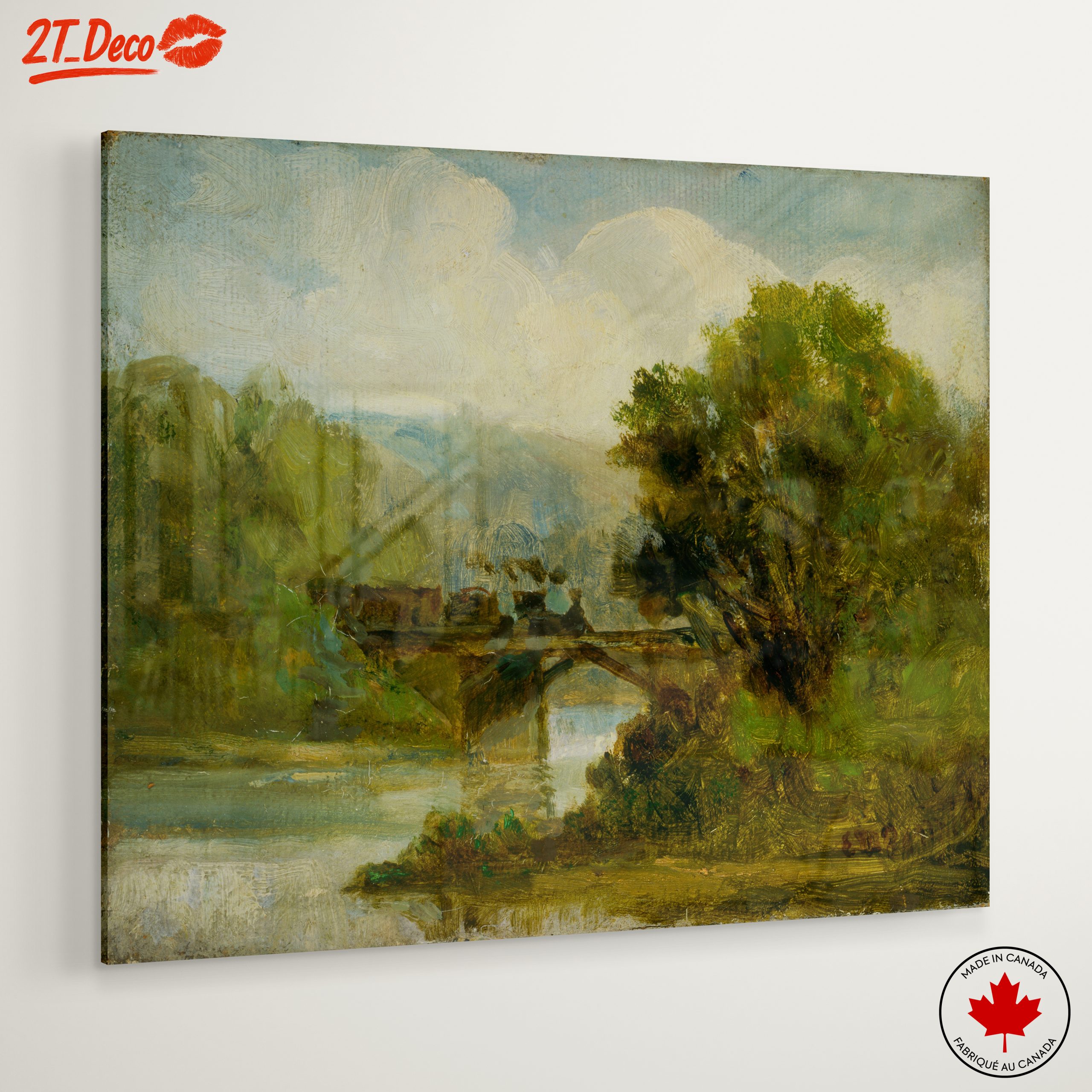 Serene Landscape with Bridge Over Water - Image 6