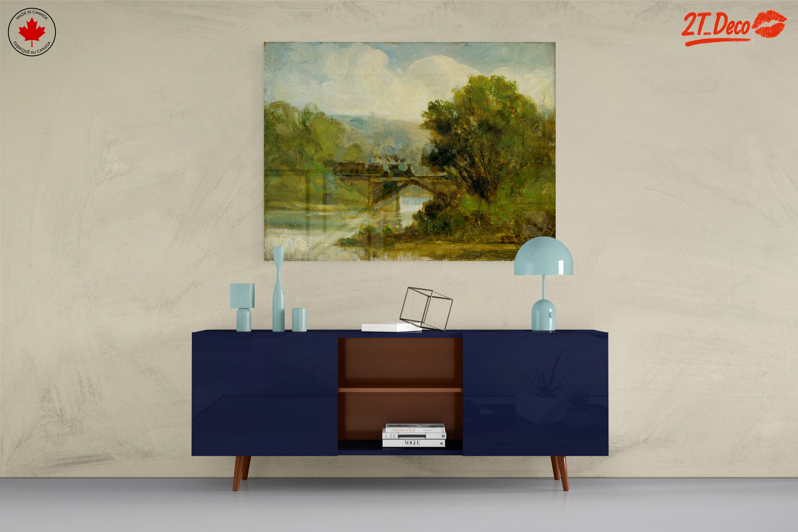 Serene Landscape with Bridge Over Water - Image 8