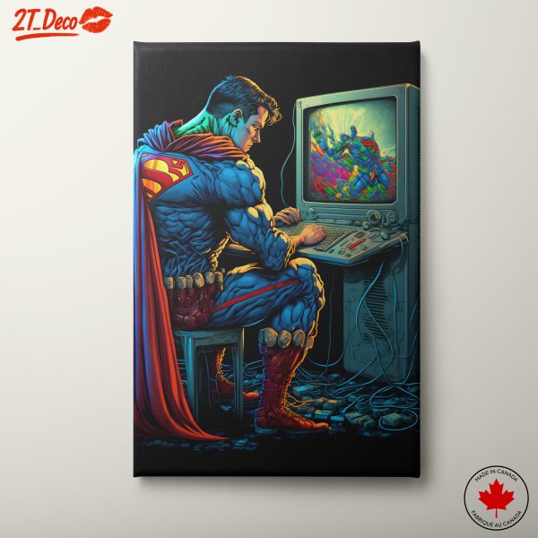 Superman at Computer - Digital Art
