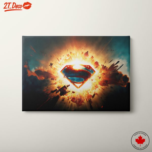 Iconic Superman Logo with Explosive Background
