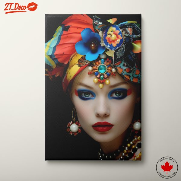 Bold Contemporary Portrait with Colorful Headdress