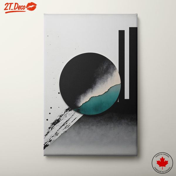 Geometric Abstract Artwork with Turquoise and Black