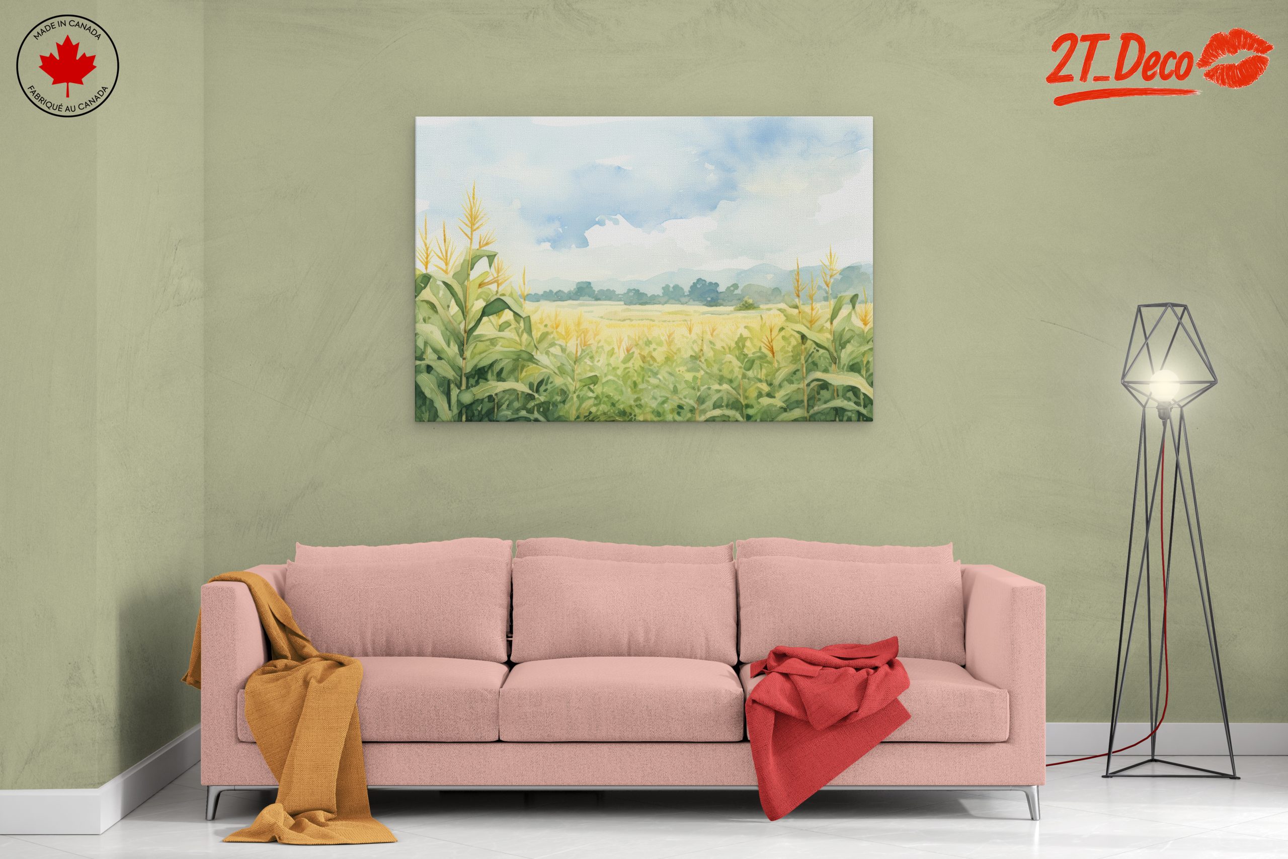 Tranquil Cornfield Landscape Art - Image 2
