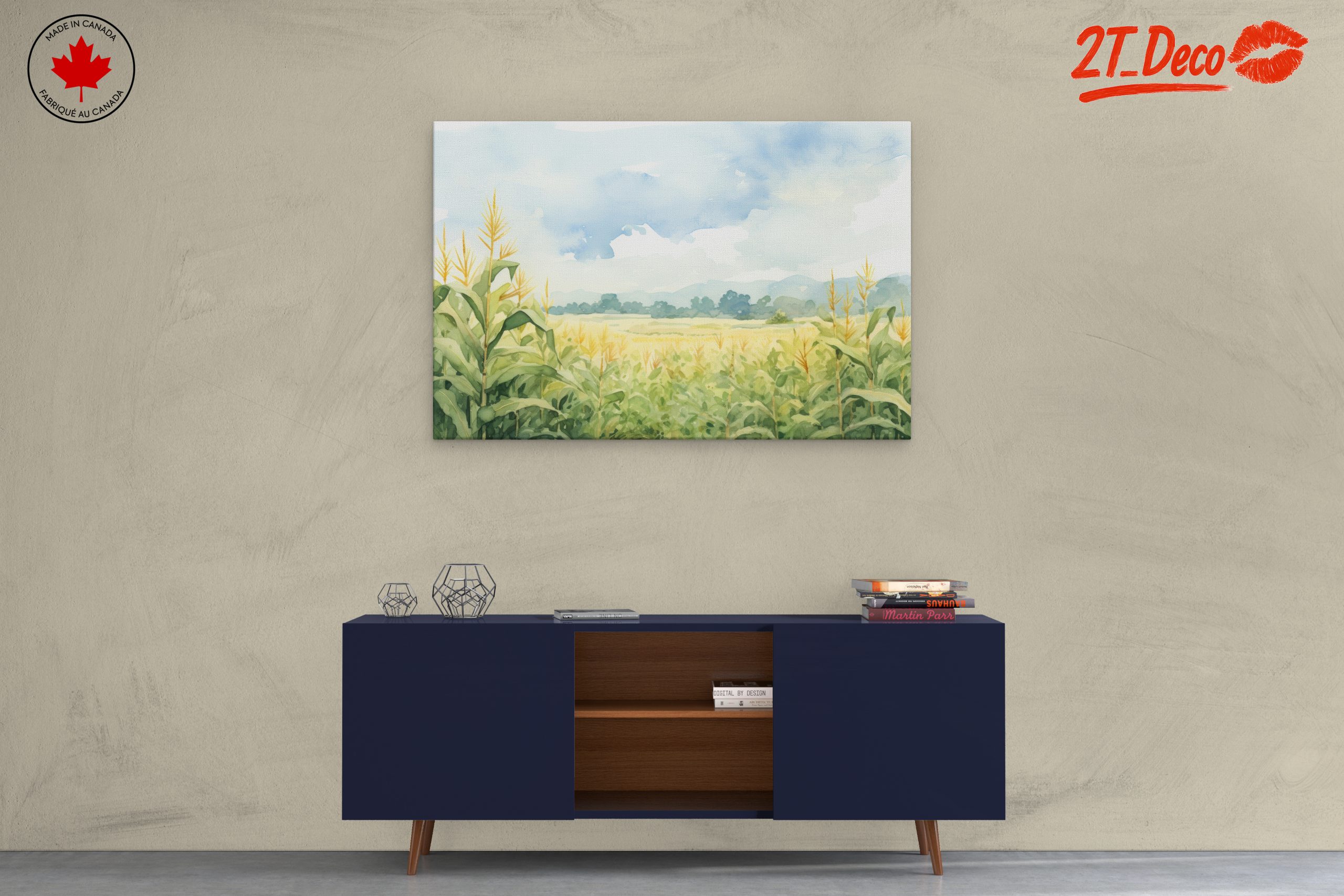 Tranquil Cornfield Landscape Art - Image 3