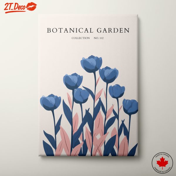 Stylized Botanical Art with Blue Flowers