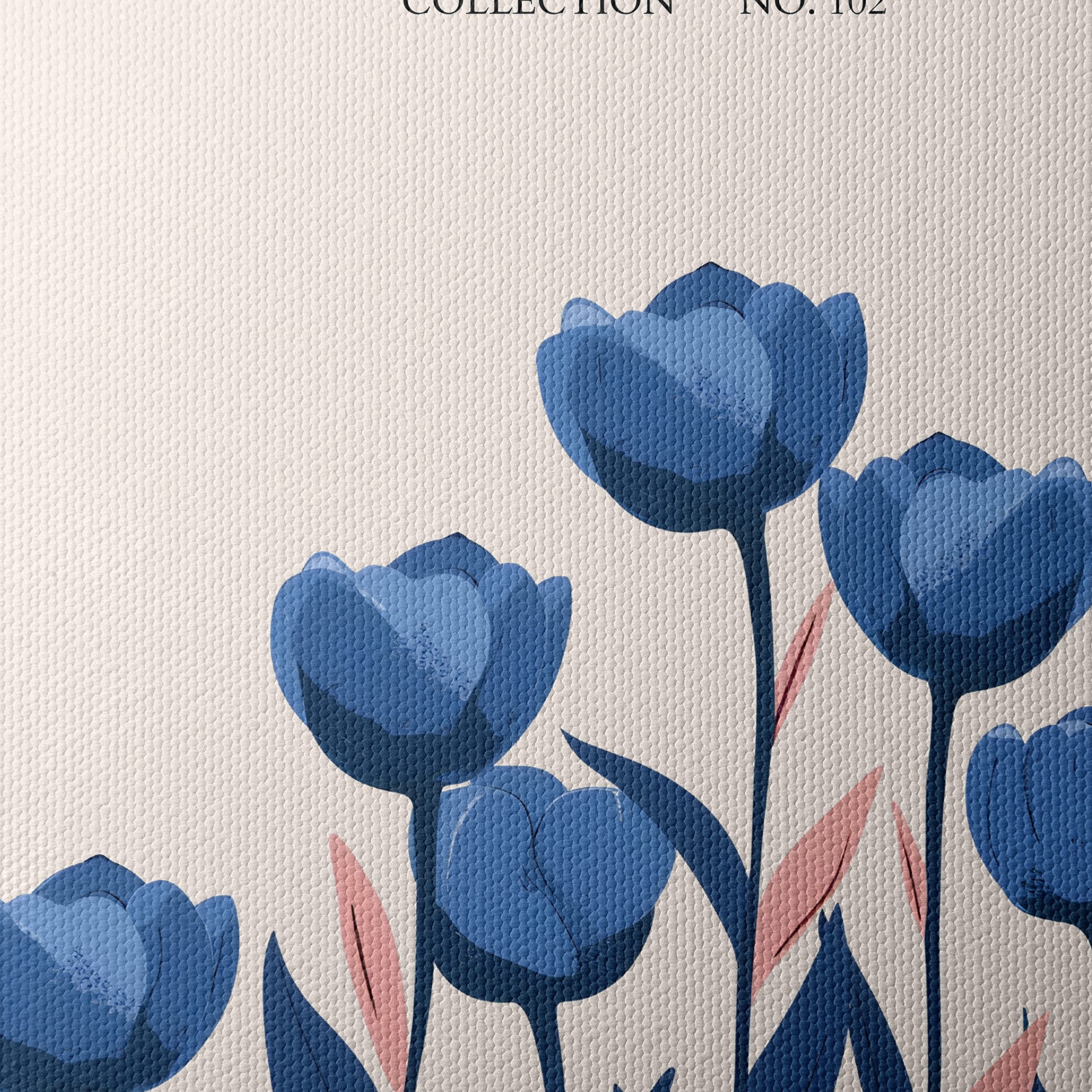 Stylized Botanical Art with Blue Flowers - Image 4