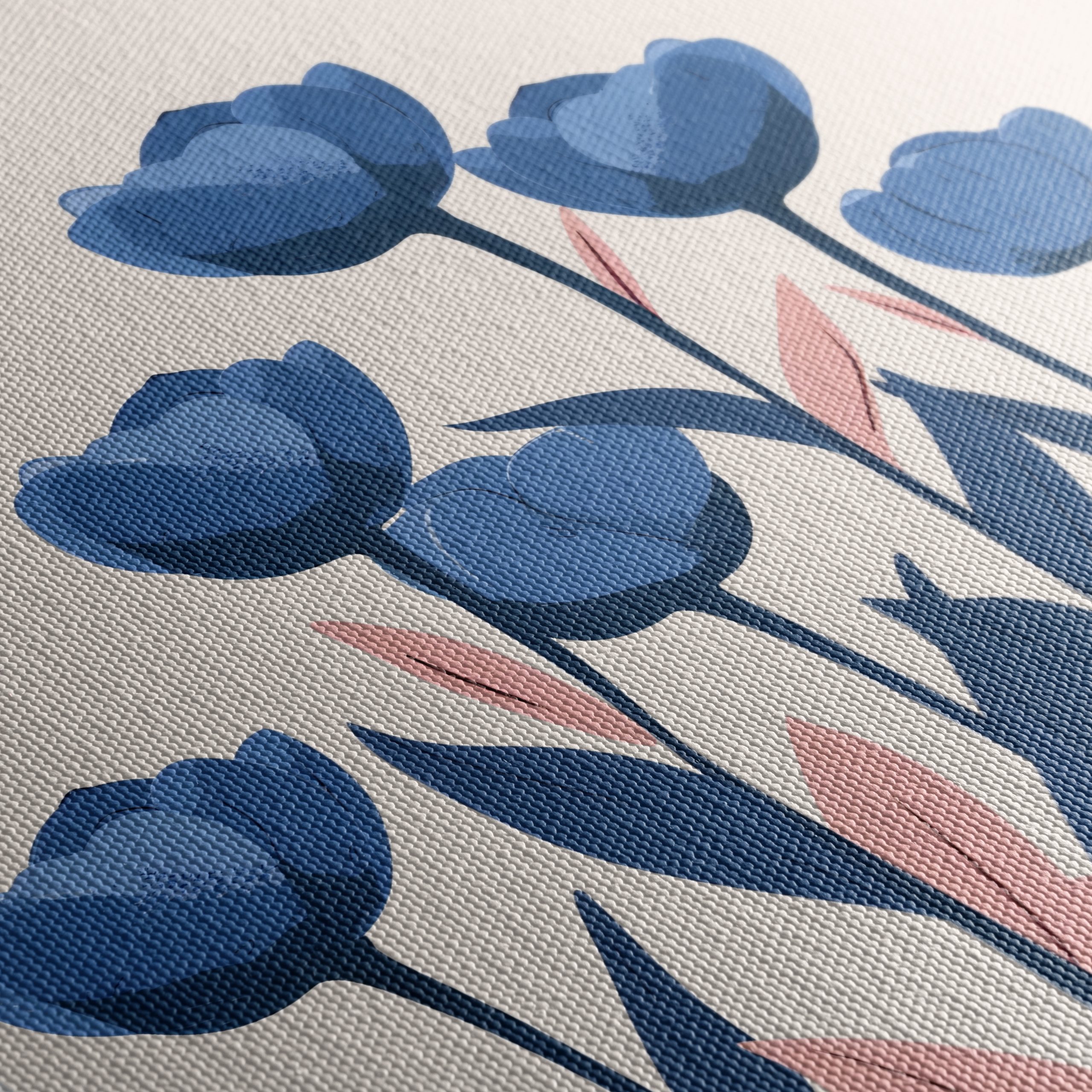Stylized Botanical Art with Blue Flowers - Image 5