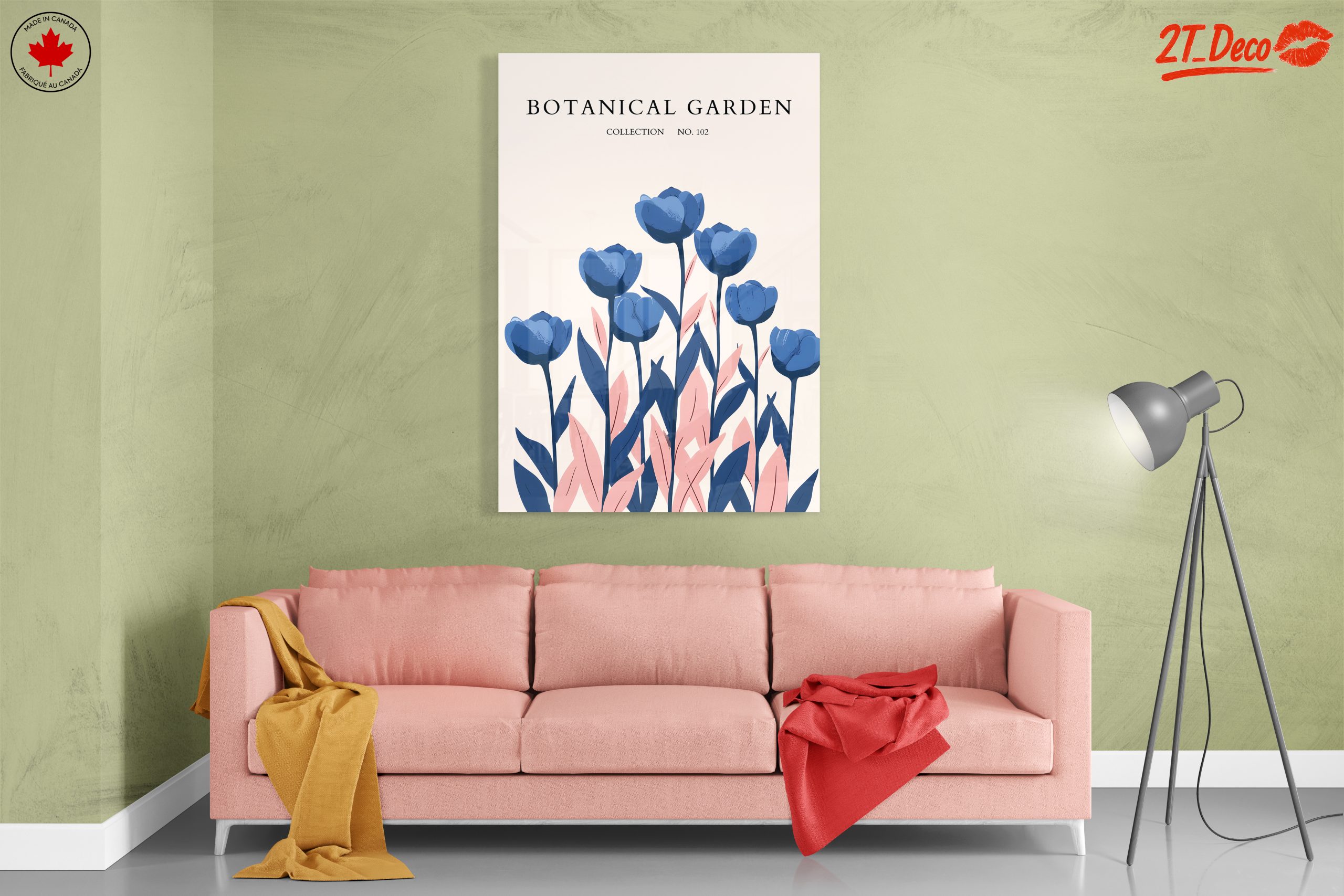 Stylized Botanical Art with Blue Flowers - Image 7