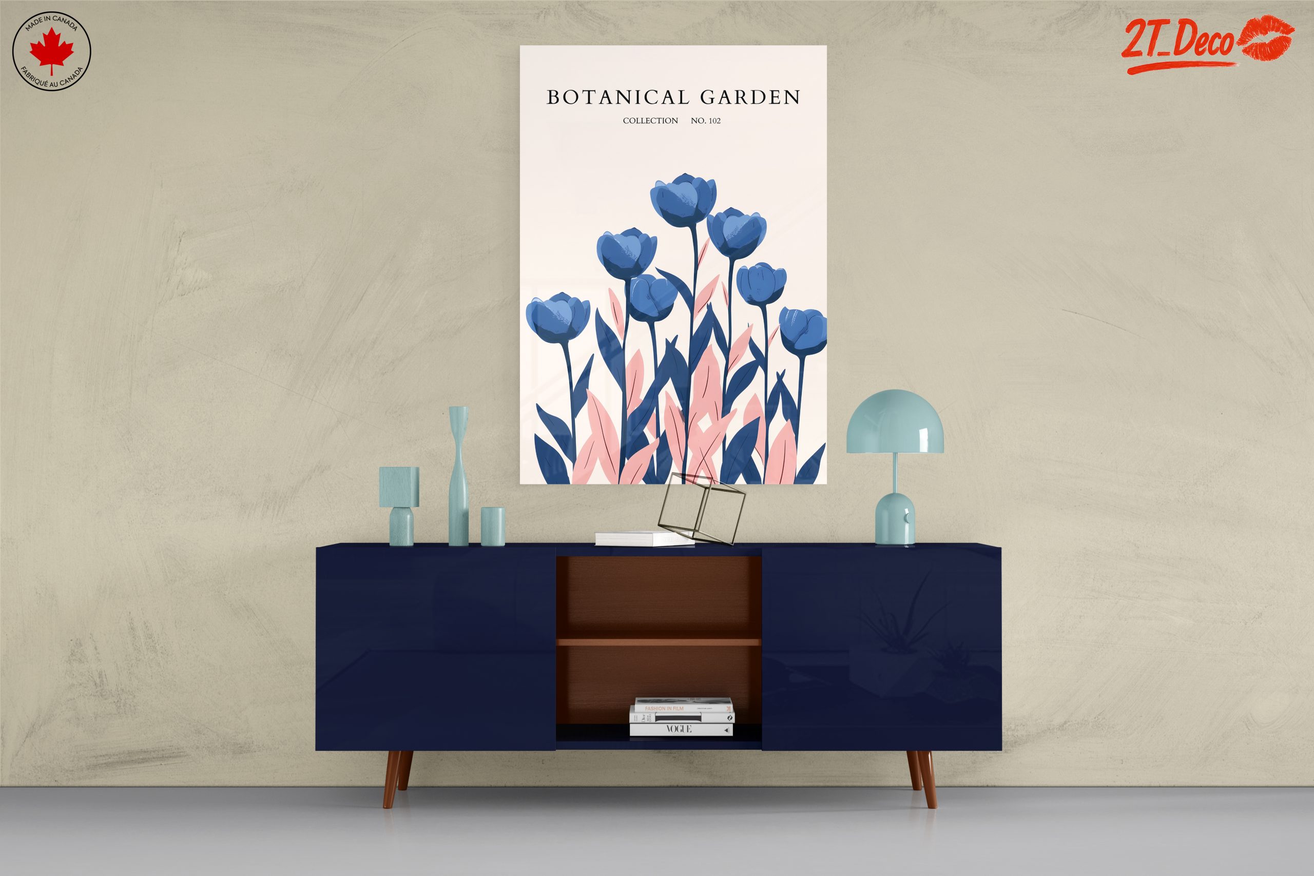 Stylized Botanical Art with Blue Flowers - Image 8